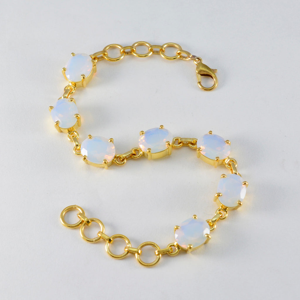 Fire Opal Annual Grammy Awards Slim White Silver Links Bracelet
