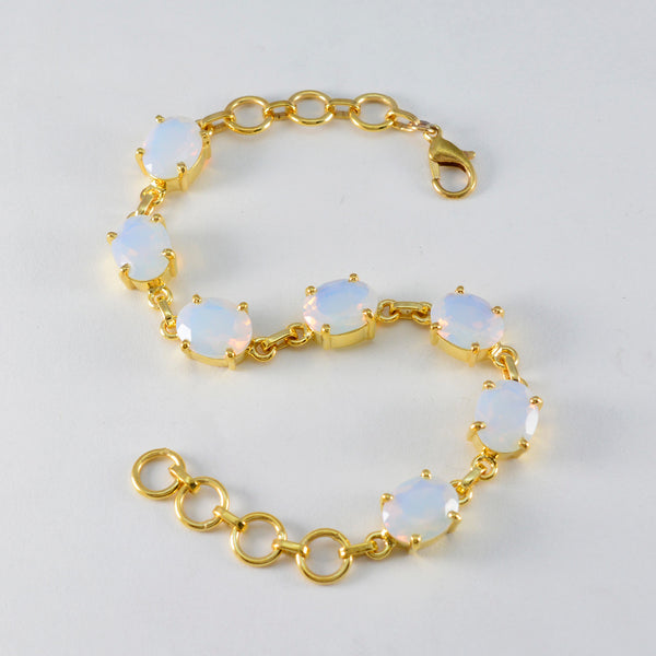 Fire Opal Annual Grammy Awards Slim White Silver Links Bracelet