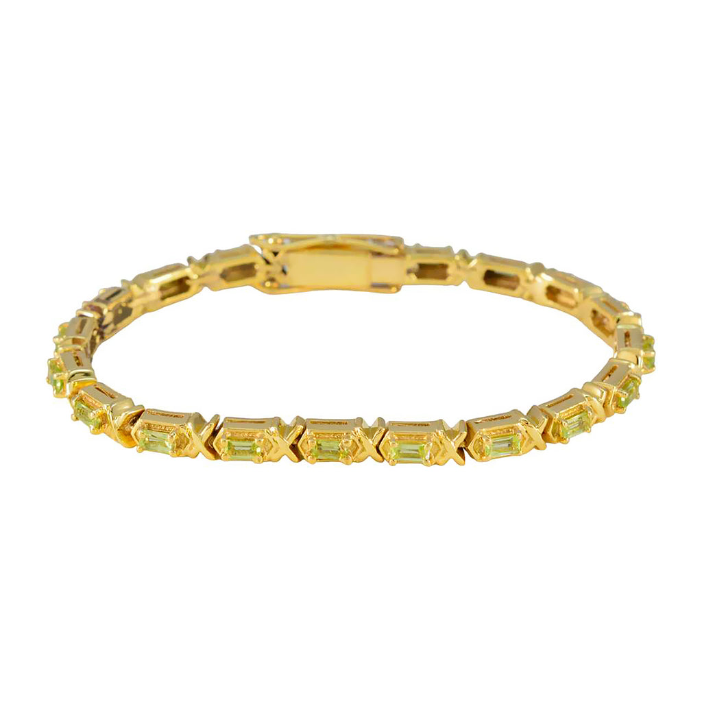 Peridot App Day Eye-catching Green 925 Silver Tennis Bracelet