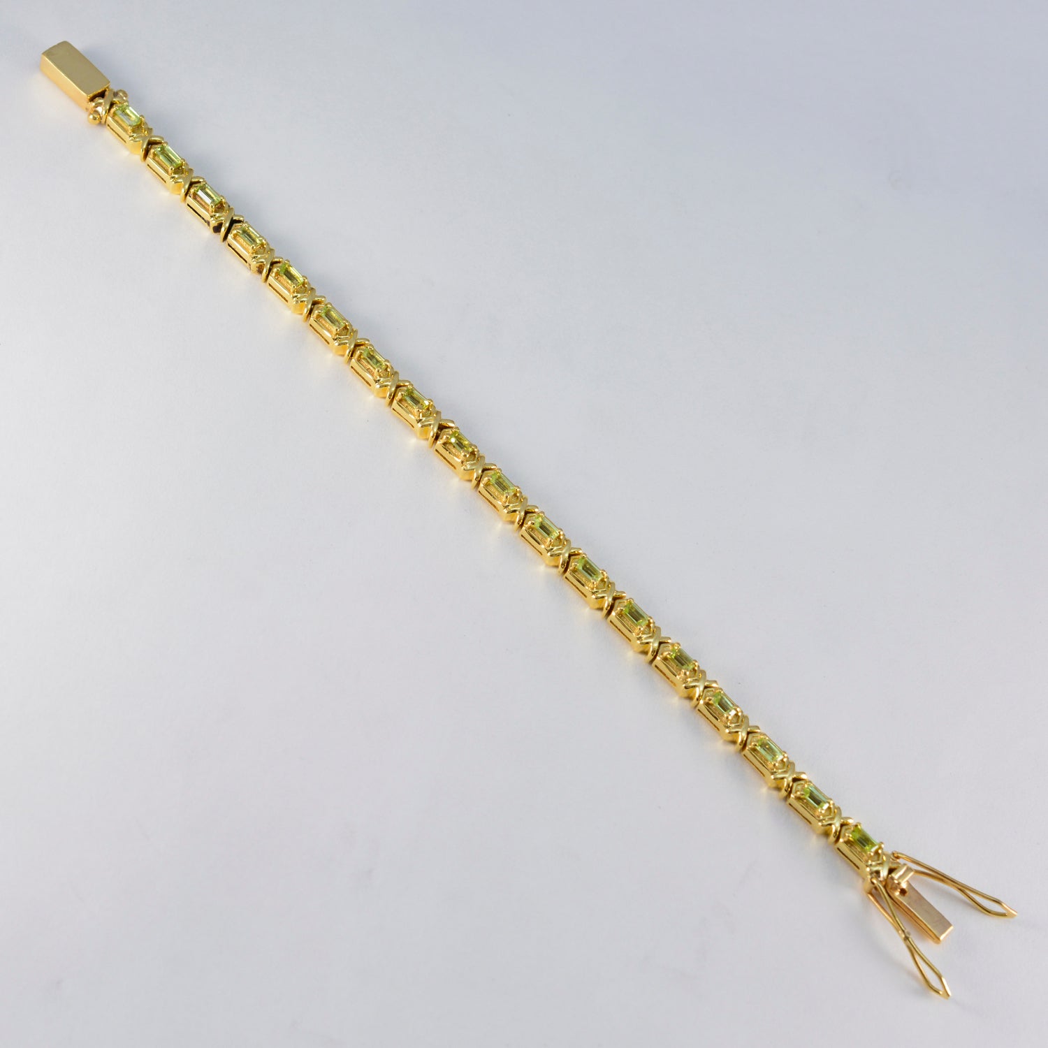 Pulsera de tenis de plata 925 verde llamativa con peridoto para el Día de la Aplicación Imagen secundaria del producto