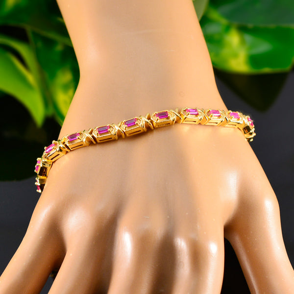 Ruby CZ Ascension Day Eye-catching Red 925 Silver Tennis Bracelet