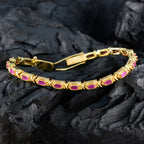 Ruby CZ Ascension Day Eye-catching Red 925 Silver Tennis Bracelet