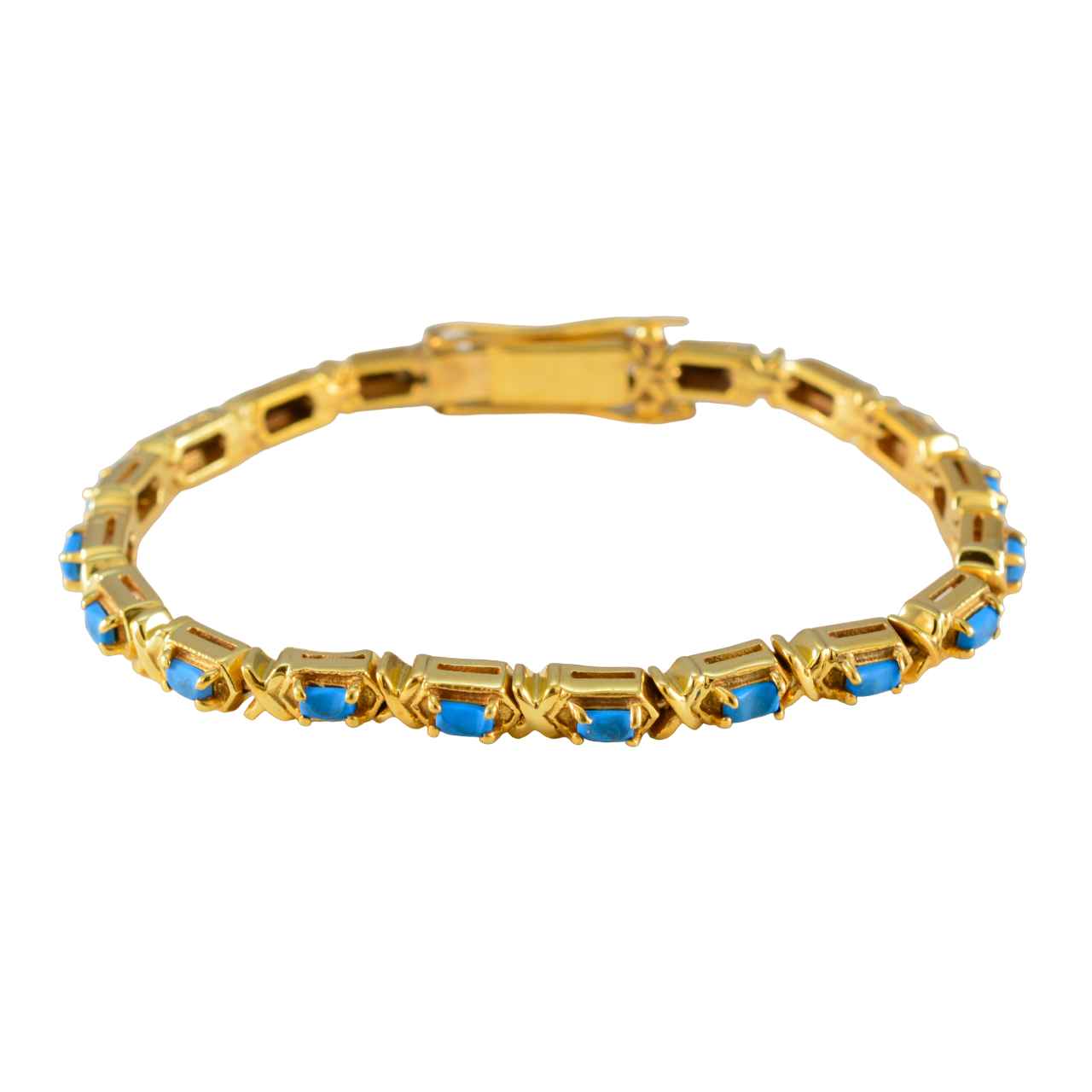 Turquoise Ash Wednesday Eye-catching Turquoise Silver Tennis Bracelet