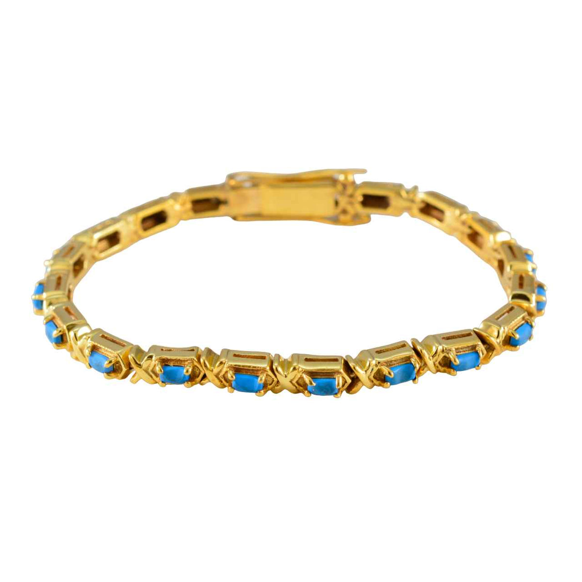 Turquoise Ash Wednesday Eye-catching Turquoise Silver Tennis Bracelet