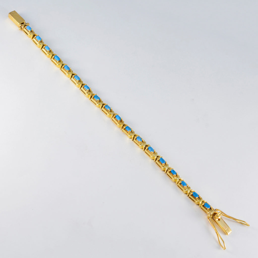 Turquoise Ash Wednesday Eye-catching Turquoise Silver Tennis Bracelet