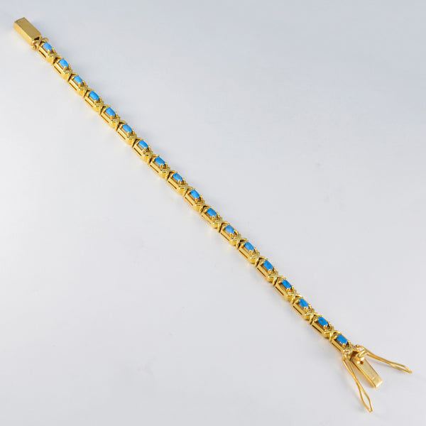 Turquoise Ash Wednesday Eye-catching Turquoise Silver Tennis Bracelet