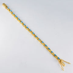 Turquoise Ash Wednesday Eye-catching Turquoise Silver Tennis Bracelet