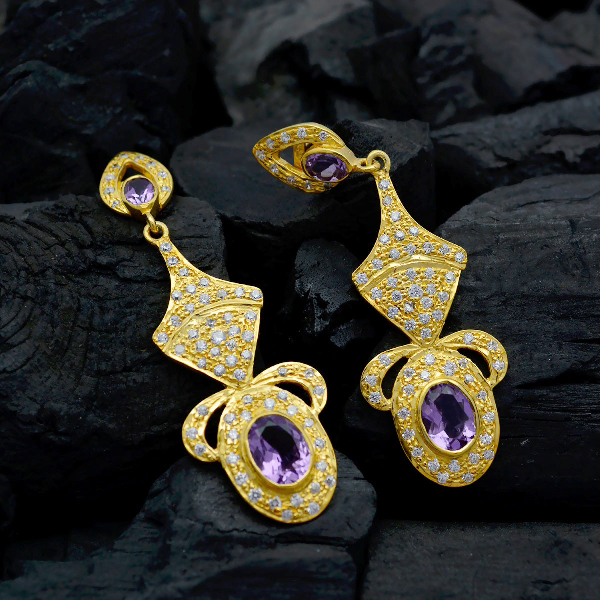 Amethyst-Indian-Kristine-multiple-Stud-Purple-92.5-Silver-Earring