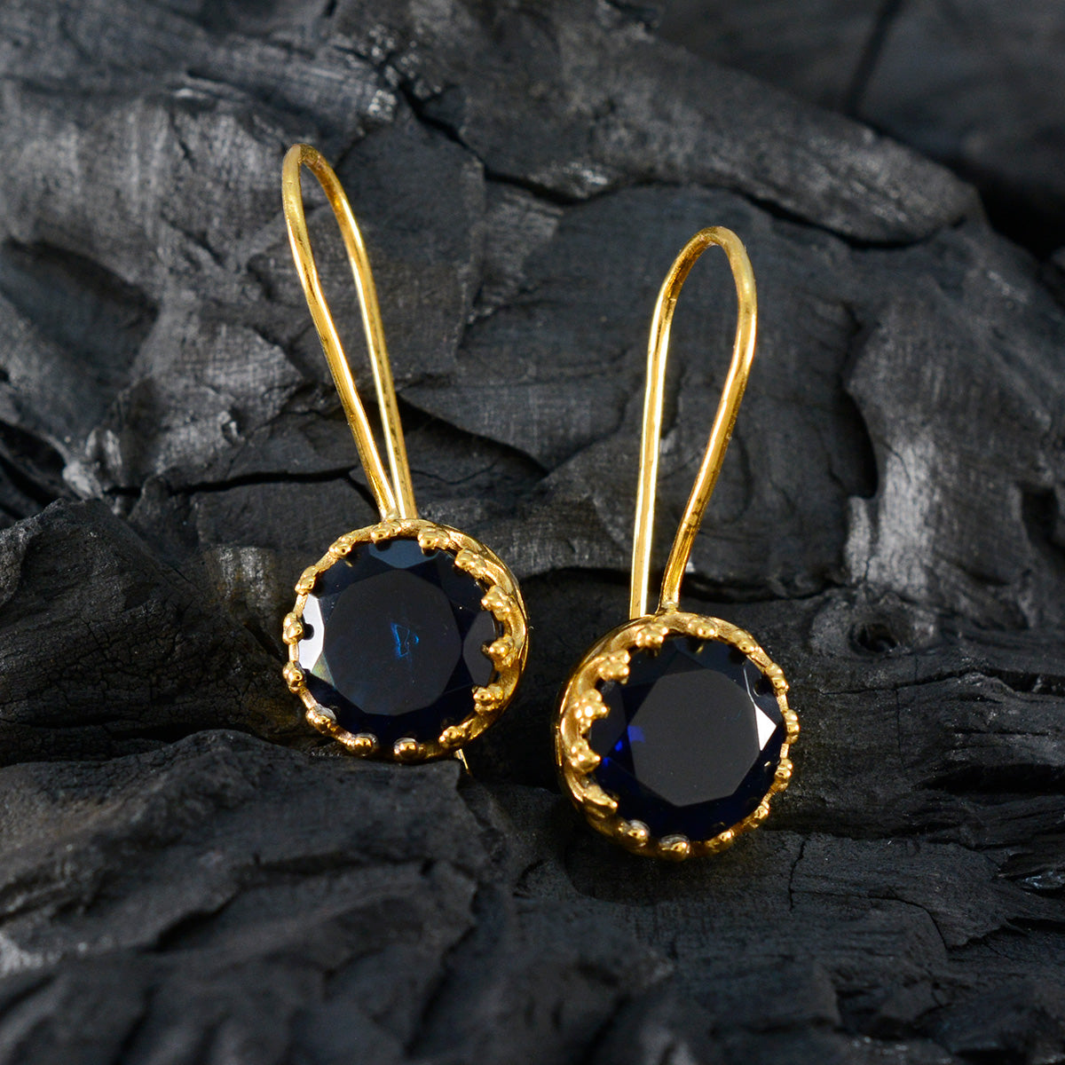 Blue-Sapphire-CZ-Mexican-Ana-Solitaire-Dangle-Blue-925-Sterling-Silver-Earring