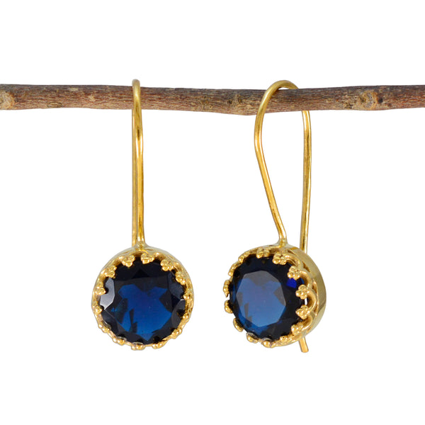 Blue-Sapphire-CZ-Mexican-Ana-Solitaire-Dangle-Blue-925-Sterling-Silver-Earring
