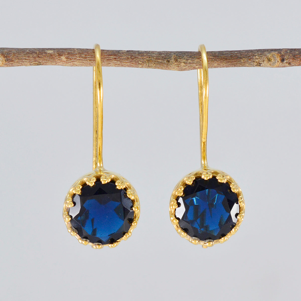 Blue-Sapphire-CZ-Mexican-Ana-Solitaire-Dangle-Blue-925-Sterling-Silver-Earring