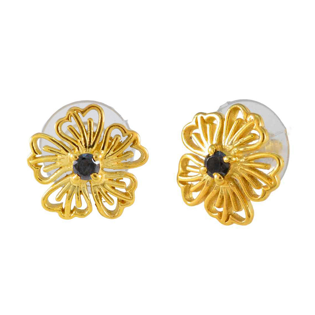 Blue-Sapphire-CZ-Egyptian-Bianca-Solitaire-Stud-Blue-92.5-Silver-Earring
