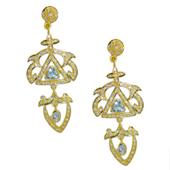 Blue-Topaz-CZ-Indian-Araya-multiple-Stud-Blue-Sterling-Silver-Earring