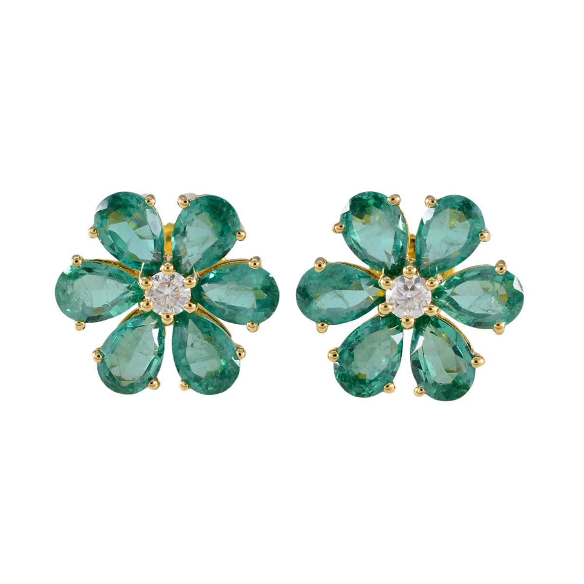 Emerald-CZ-Indian-Araya-multiple-Stud-Green-925-Sterling-Silver-Earring