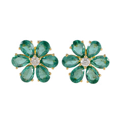 Emerald-CZ-Indian-Araya-multiple-Stud-Green-925-Sterling-Silver-Earring