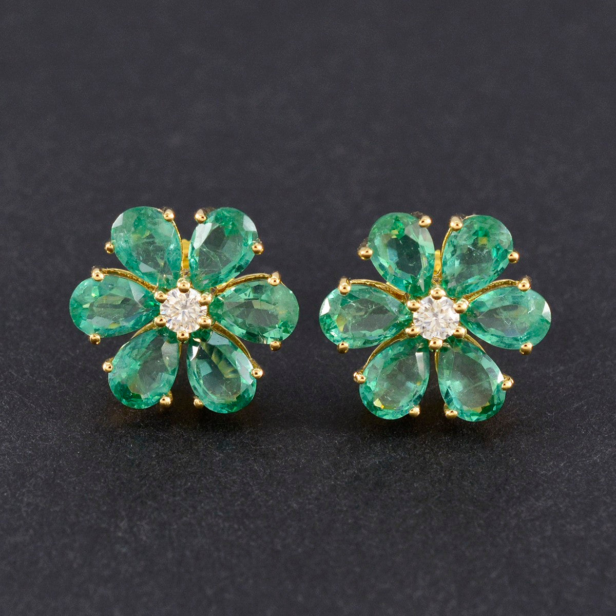 Emerald-CZ-Indian-Araya-multiple-Stud-Green-925-Sterling-Silver-Earring