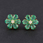 Emerald-CZ-Indian-Araya-multiple-Stud-Green-925-Sterling-Silver-Earring
