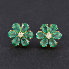 Emerald-CZ-Indian-Araya-multiple-Stud-Green-925-Sterling-Silver-Earring