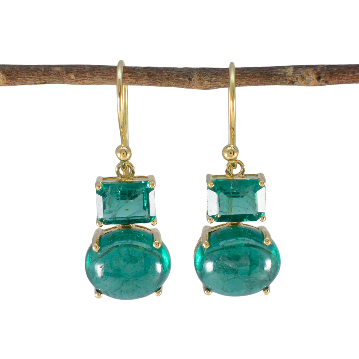 Emerald-CZ-Indian-Ayeshaa-multiple-Dangle-Green-92.5-Silver-Earring Главное изображение товара