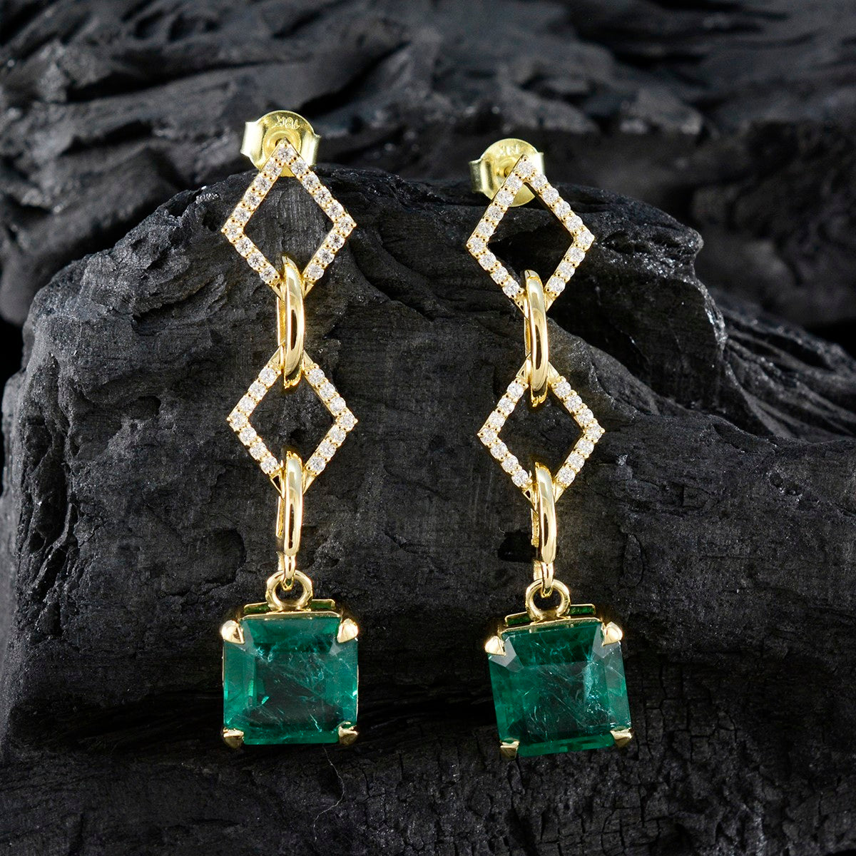 Emerald-CZ-Indian-Dewi-multiple-Stud-Green-925-Silver-Earring