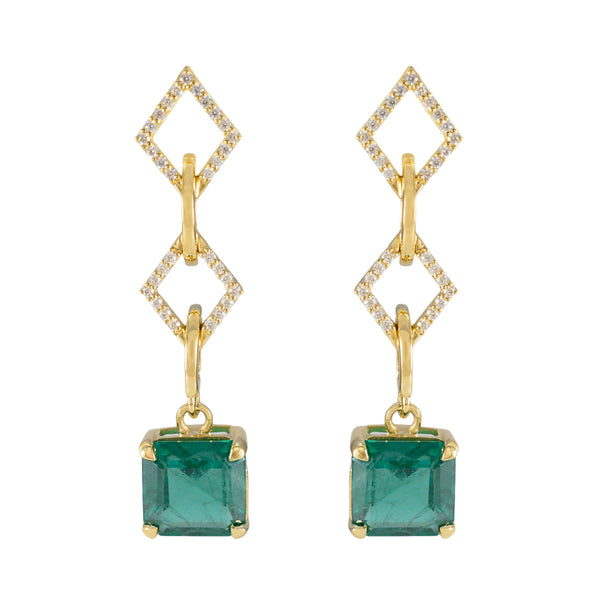 Emerald-CZ-Indian-Dewi-multiple-Stud-Green-925-Silver-Earring