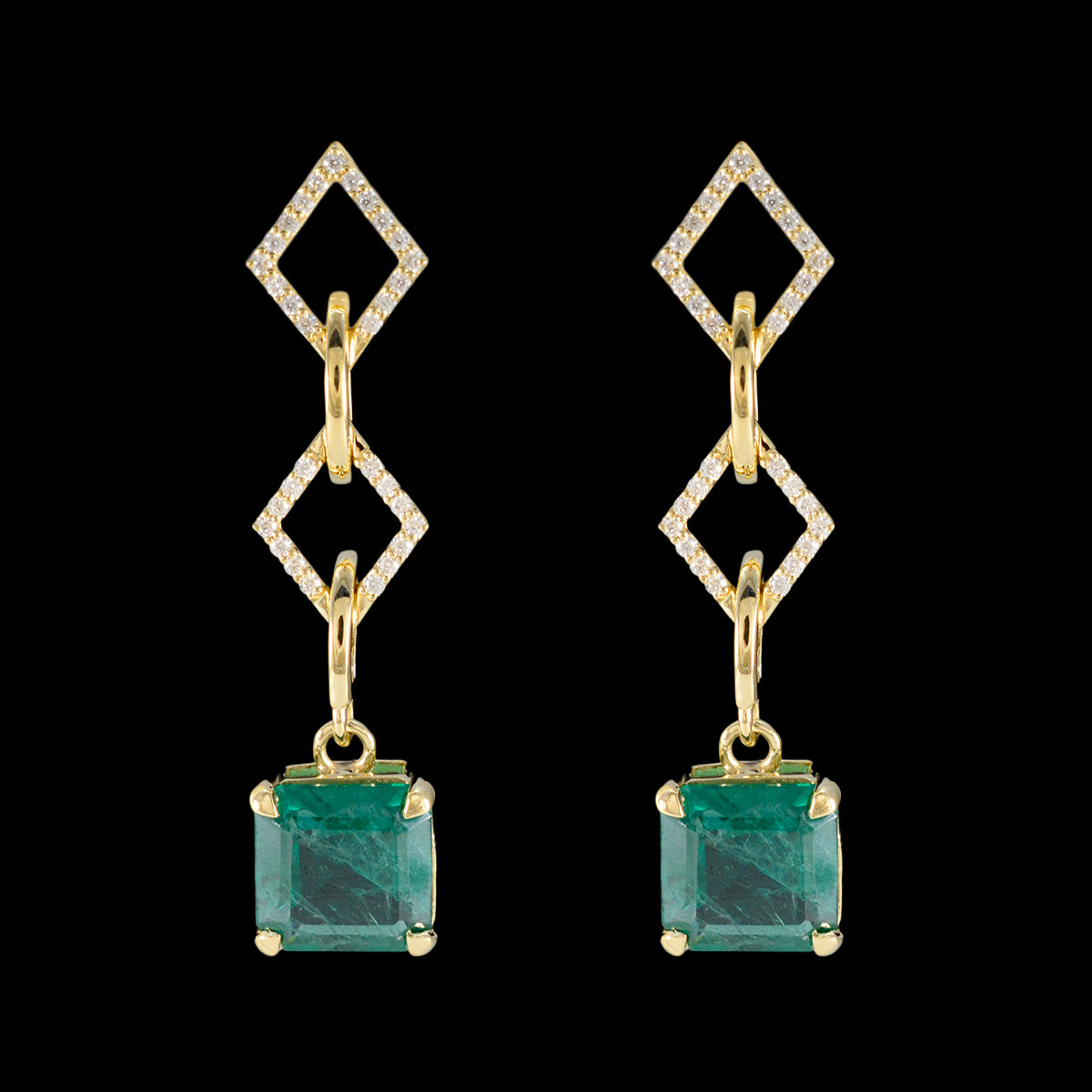 Emerald-CZ-Indian-Dewi-multiple-Stud-Green-925-Silver-Earring