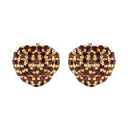 Garnet-Indian-Lakshmi-multiple-Stud-Red-Silver-Earring