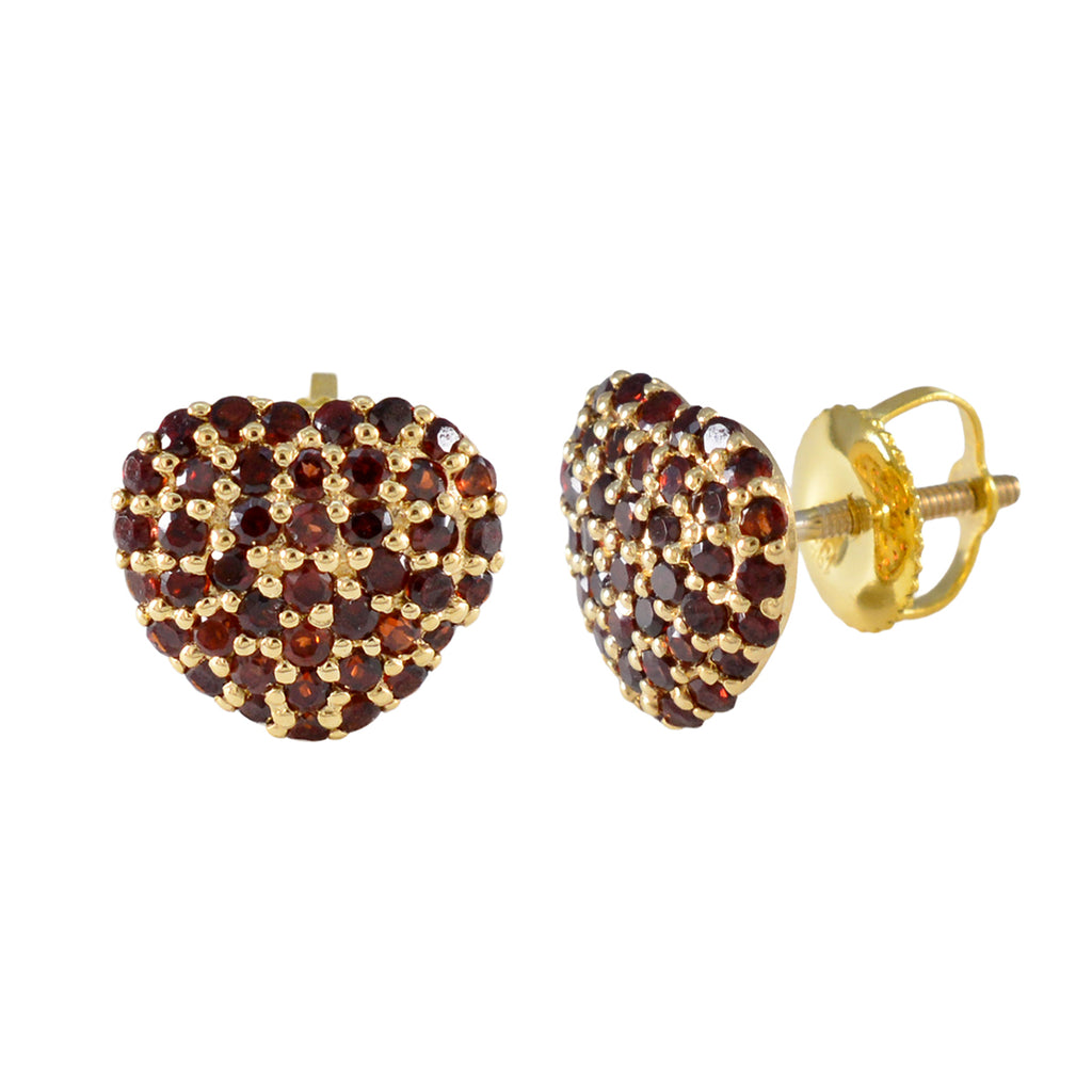 Garnet-Indian-Lakshmi-multiple-Stud-Red-Silver-Earring