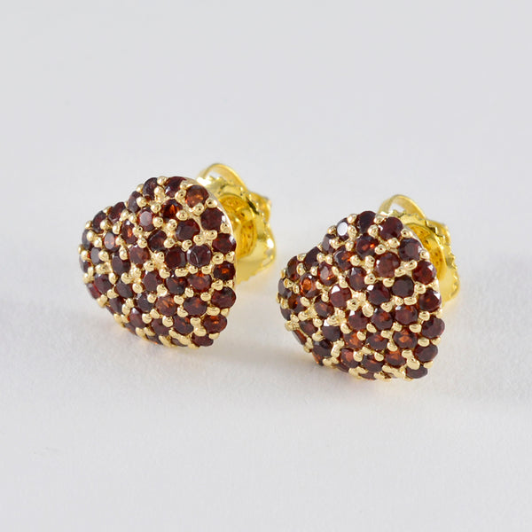 Garnet-Indian-Lakshmi-multiple-Stud-Red-Silver-Earring