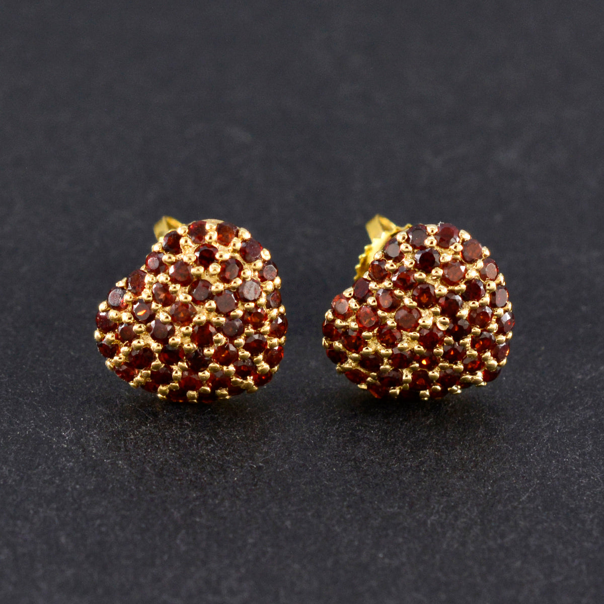 Garnet-Indian-Lakshmi-multiple-Stud-Red-Silver-Earring