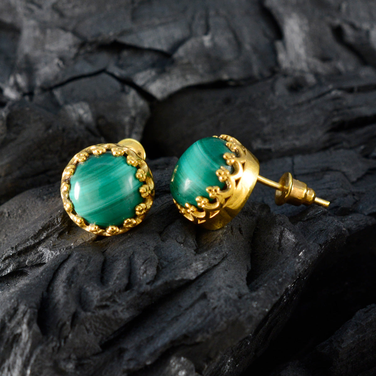 Malachite-Australian-Andrea-Solitaire-Stud-Green-Silver-Earring