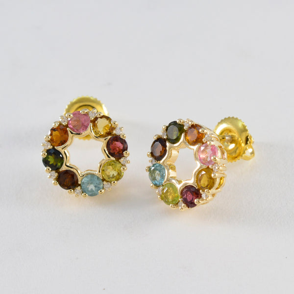 Multi-Indian-Araya-multiple-Stud-multicolor-925-Sterling-Silver-Earring