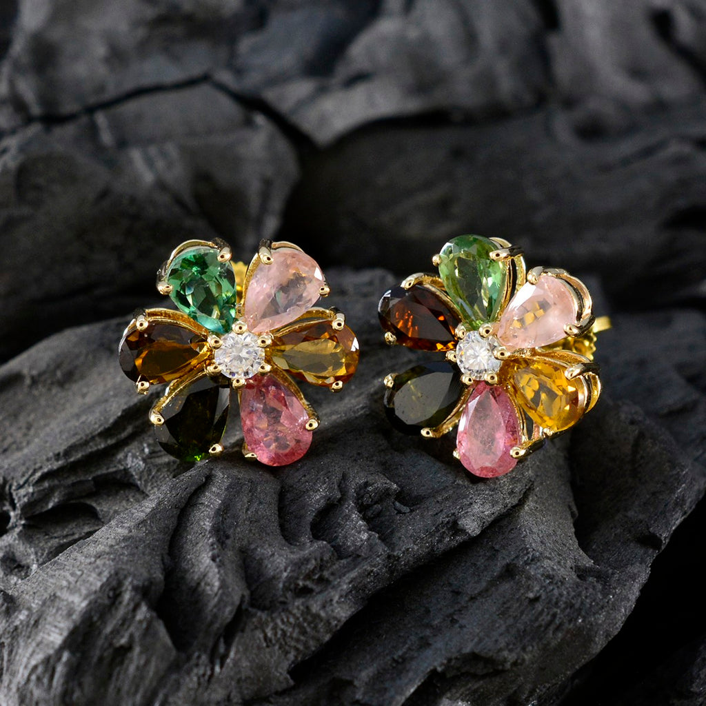 Multi-Indian-Ayesha-multiple-Stud-multicolor-Silver-Earring