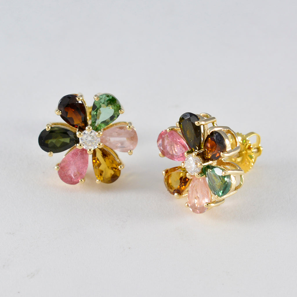 Multi-Indian-Ayesha-multiple-Stud-multicolor-Silver-Earring