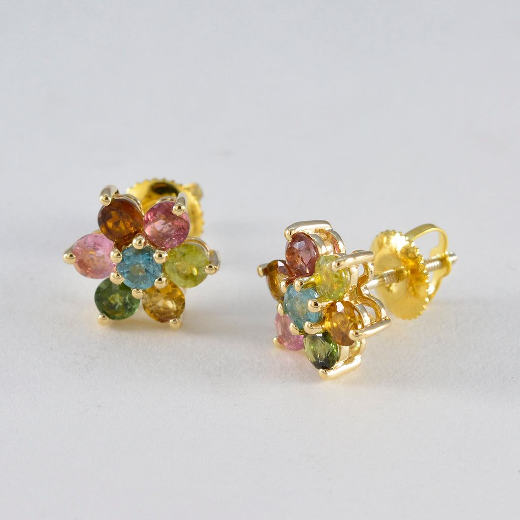 Multi-Indian-Dewi-multiple-Stud-multicolor-Sterling-Silver-Earring