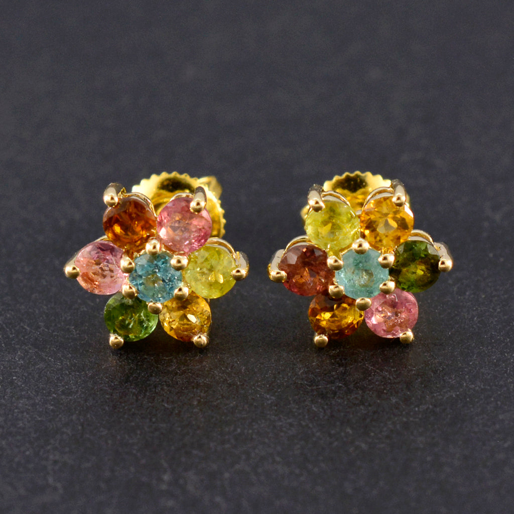 Multi-Indian-Dewi-multiple-Stud-multicolor-Sterling-Silver-Earring