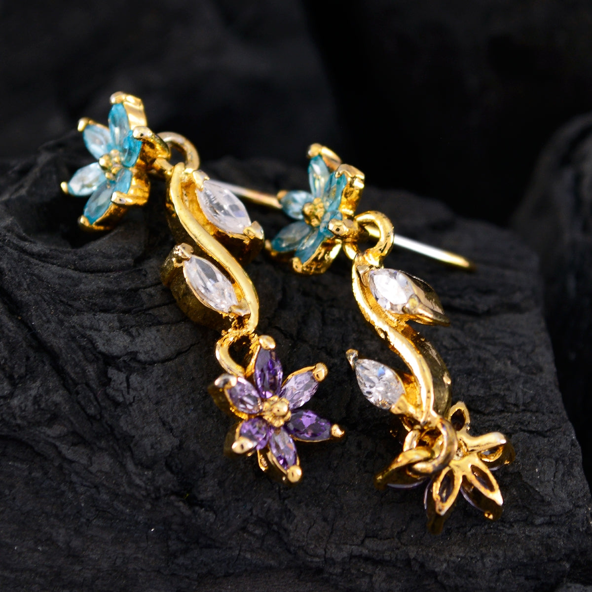 Multi-Lateinamerika-Ella-Multiple-Stud-Multicolor-Silber-Ohrring