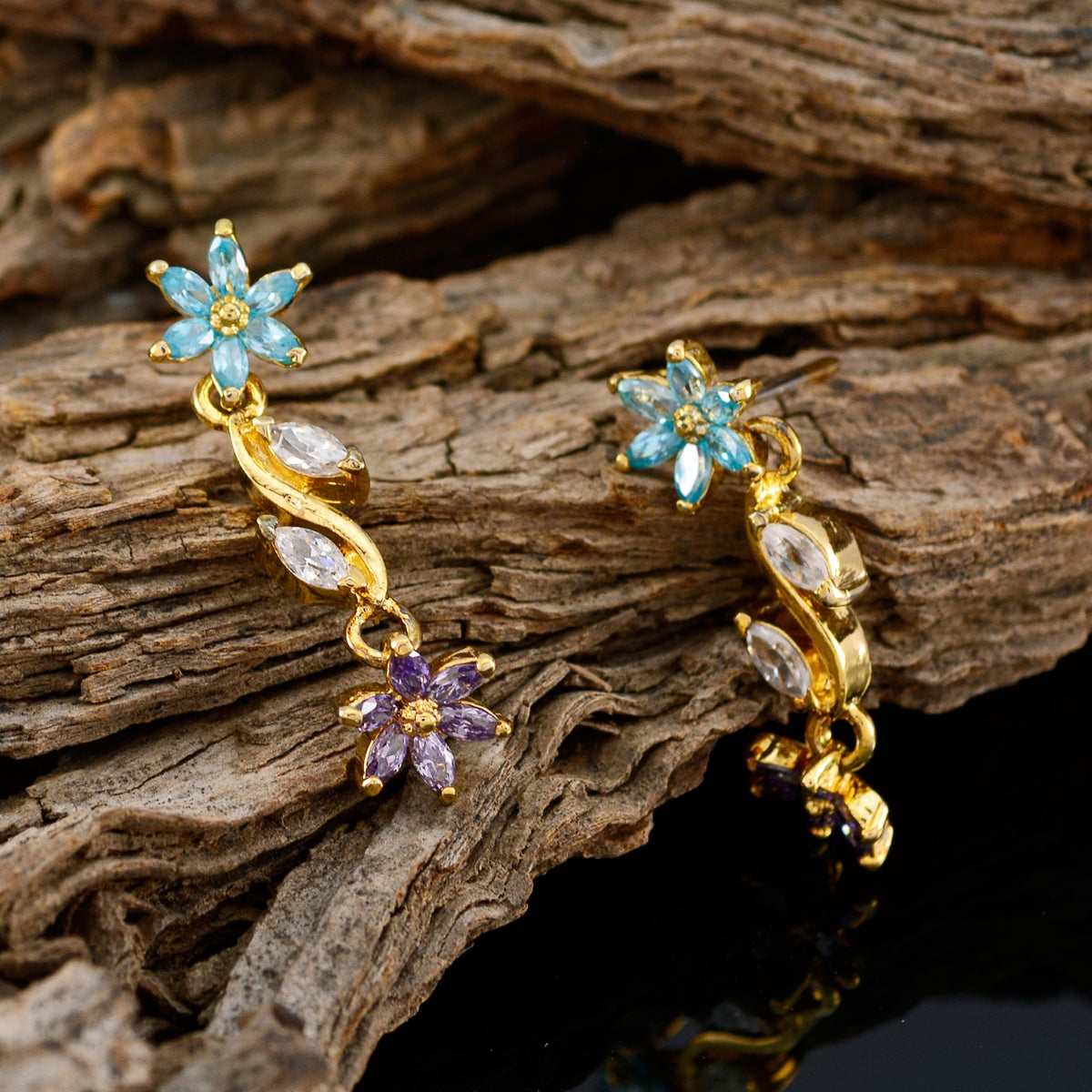 Multi-Lateinamerika-Ella-Multiple-Stud-Multicolor-Silber-Ohrring