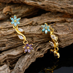 Multi-Lateinamerika-Ella-Multiple-Stud-Multicolor-Silber-Ohrring