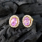 Pink-CZ-American-Fernanda-multiple-Stud-Pink-Silver-Earring