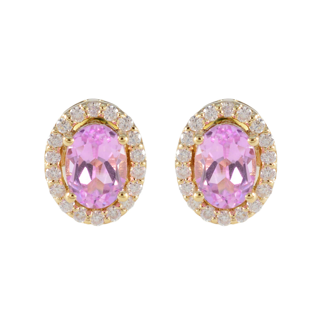 Pink-CZ-American-Fernanda-multiple-Stud-Pink-Silver-Earring