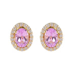 Pink-CZ-American-Fernanda-multiple-Stud-Pink-Silver-Earring