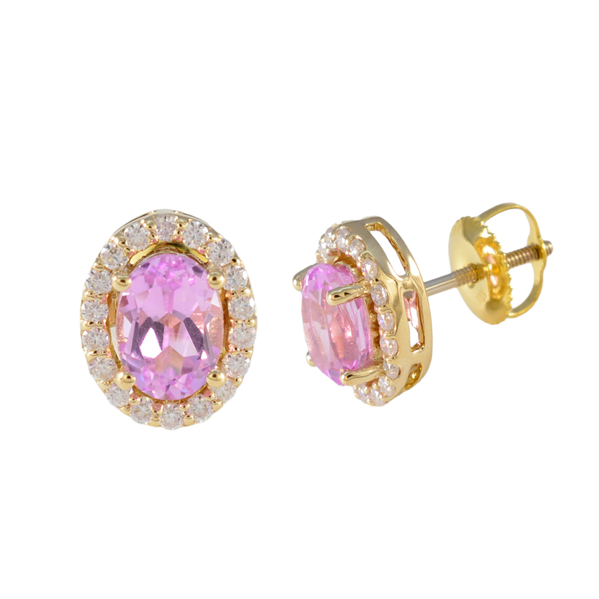 Pink-CZ-American-Fernanda-multiple-Stud-Pink-Silver-Earring