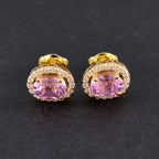 Pink-CZ-American-Fernanda-multiple-Stud-Pink-Silver-Earring