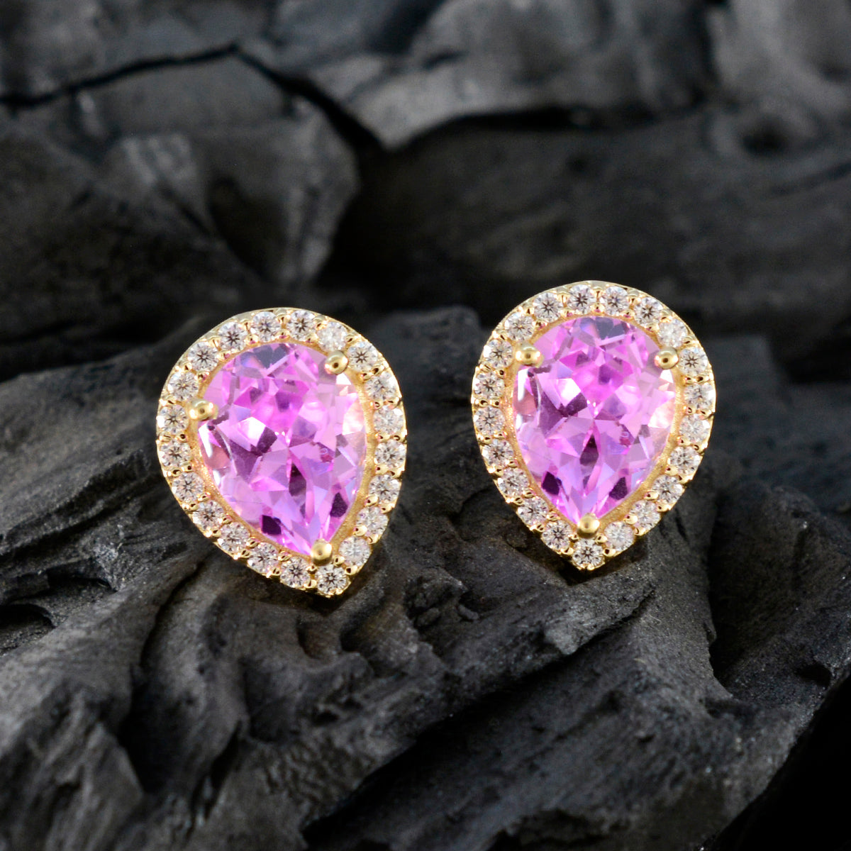 Pink-CZ-American-Micaela-multiple-Stud-Pink-Sterling-Silver-Earring