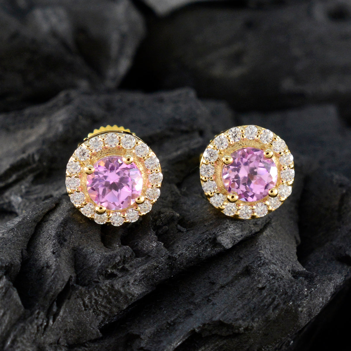 Pink-CZ-American-Lourdes-multiple-Stud-Pink-925-Silver-Earring
