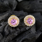 Pink-CZ-American-Lourdes-multiple-Stud-Pink-925-Silver-Earring