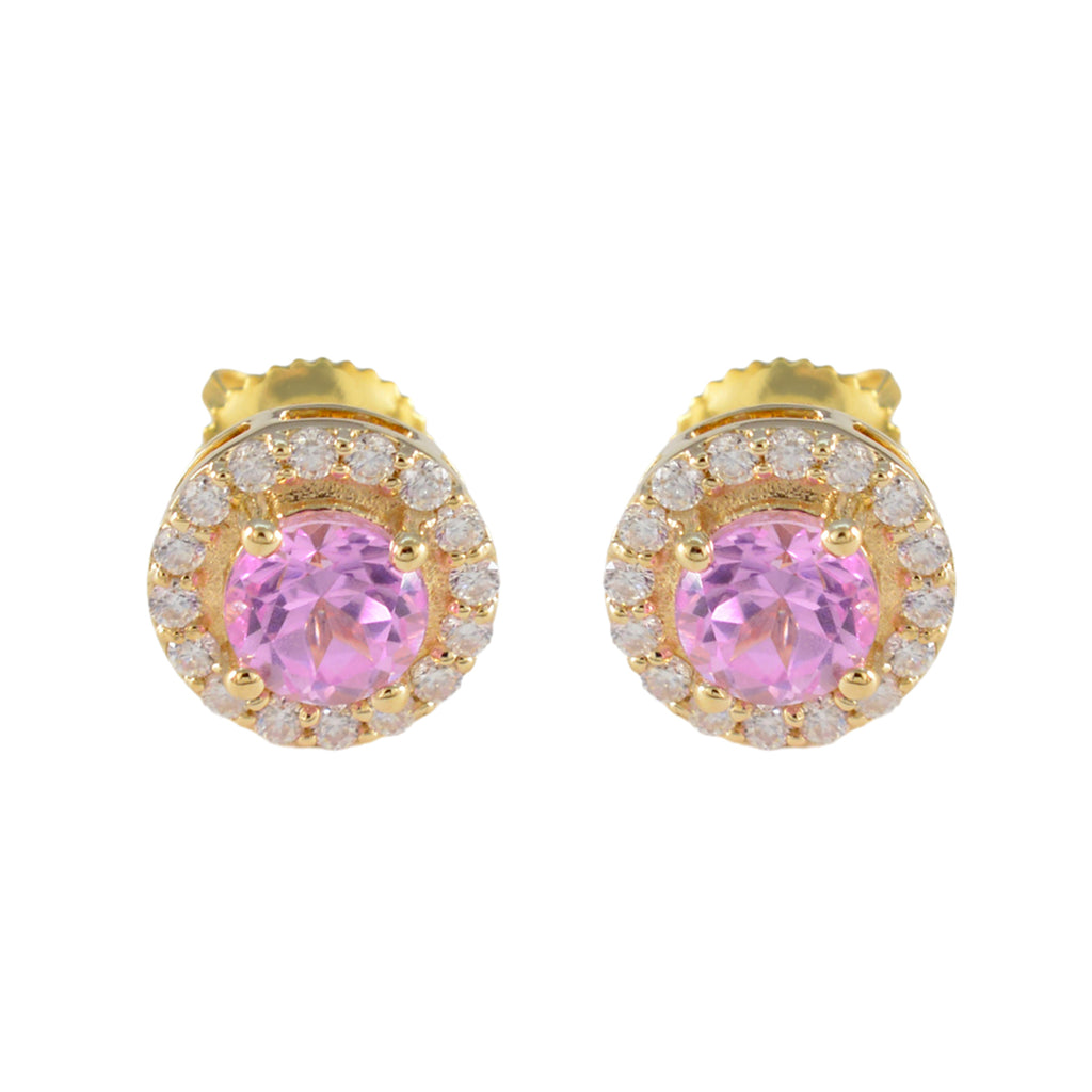 Pink-CZ-American-Lourdes-multiple-Stud-Pink-925-Silver-Earring