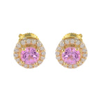 Pink-CZ-American-Lourdes-multiple-Stud-Pink-925-Silver-Earring