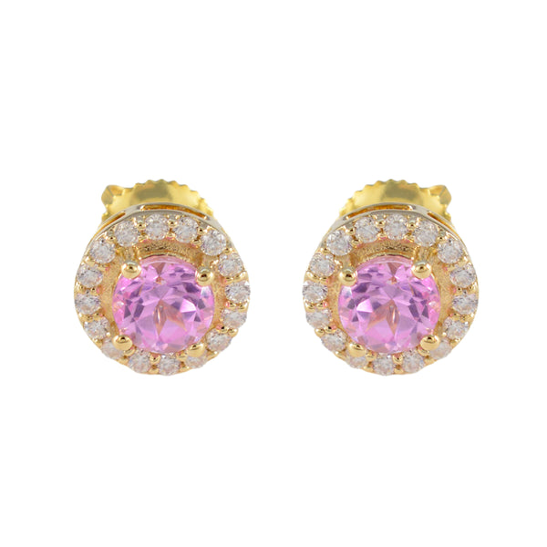 Pink-CZ-American-Lourdes-multiple-Stud-Pink-925-Silver-Earring